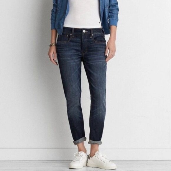 American Eagle Outfitters Denim - AMERICAN EAGLE Womens' Dark Wash Tomgirl Stretch Jeans Sz 14 Short